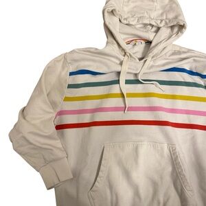 Boden Women’s Cream Hoodie | Rainbow | Colorful | Oversized | L